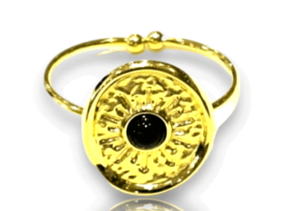 Bague Dorée Pierre Noire