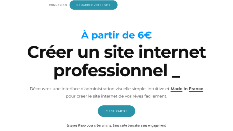 alt : Page d'accueil du site web iPaoo présentant un exemple de site professionnel