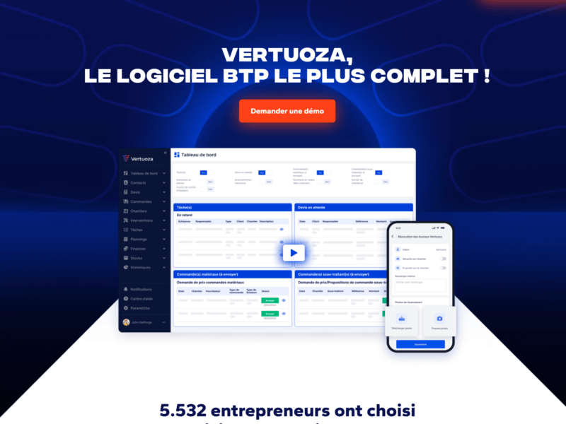 1. Vertuoza : Le meilleur logiciel des entreprises du BTP